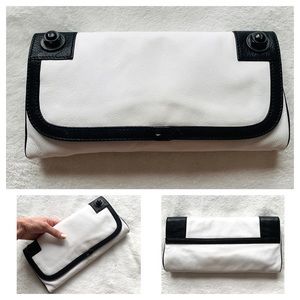 Diesel Black Gold Black & White Leather Clutch Bag